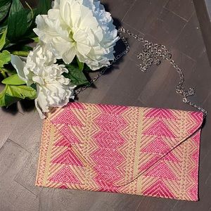 Textured envelope clutch.
